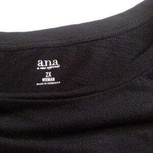 A.N.A Top Black 3/4 Ruffled Semi Balloon Sleeve Top